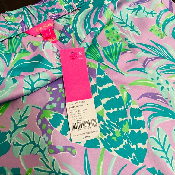 Lilly Pulitzer Britney Midi Skirt Purple Floral Faux Wrap Flowy Ruffled Hem - Picture 14 of 16